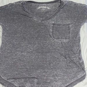 Gray V-neck girlfriend tee